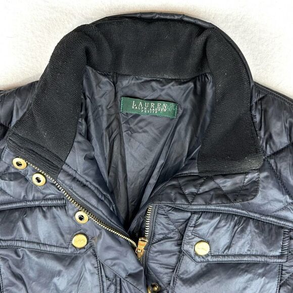 Lauren Ralph Lauren Navy Blue Quilted Puffer Belted Jacket Women’s Petite XS - Picture 2 of 10